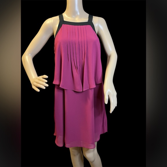 BCBG Magenta Double Layer Halter Dress - Picture 2 of 8